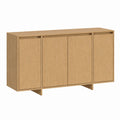 Buffet de rangement 4 portes chêne clair en panneaux de particules rectangulaire 160 x 40 x 85 cm