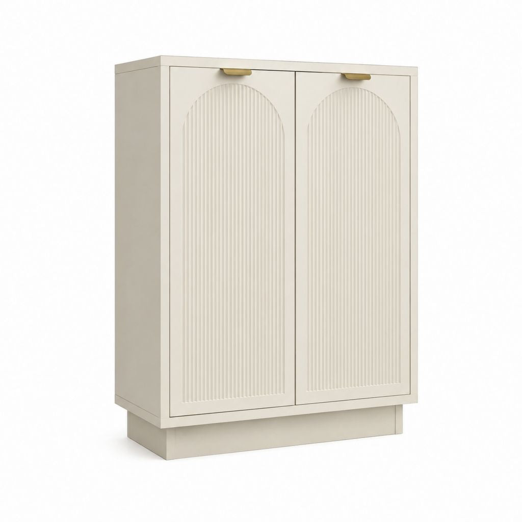 Buffet de rangement 2 portes beige en panneaux MDF 80 x 40 x 110 cm