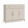 Buffet rectangulaire 3 portes 3 tiroirs blanc cassé en MDF 120 x 40 x 100 cm