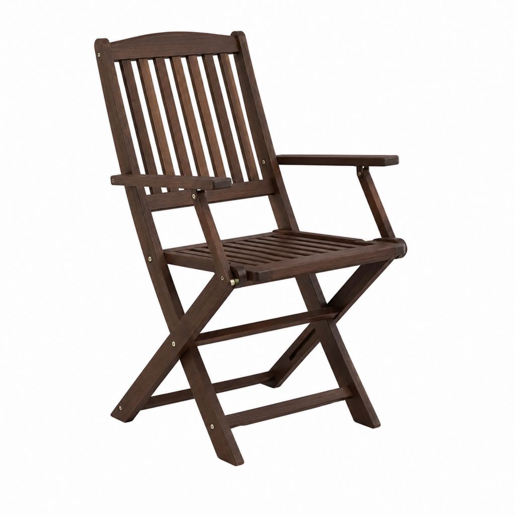 Chaise de jardin pliante marron en bois massif d'acacia 55 x 61 x 109 cm