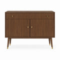 Buffet 2 portes 2 tiroirs noyer MDF rectangulaire 120 x 40 x 90 cm