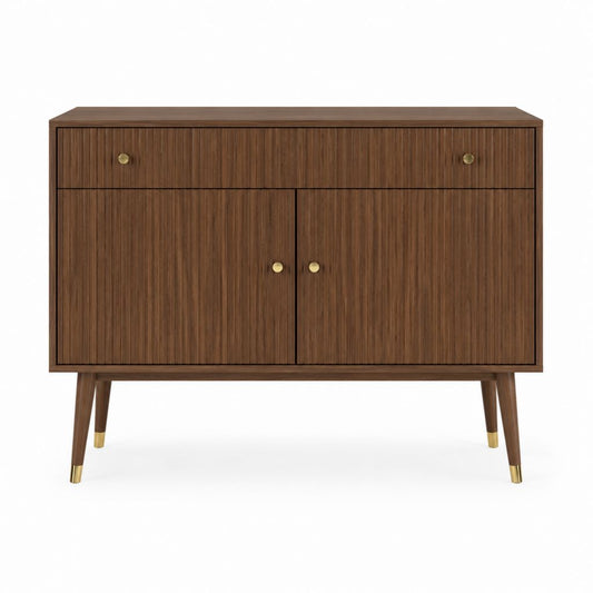 Buffet 2 portes 2 tiroirs noyer MDF rectangulaire 120 x 40 x 90 cm