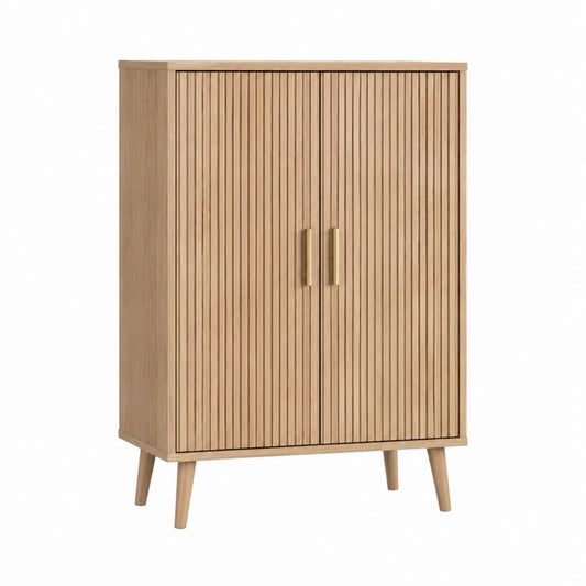 Buffet haut 2 portes chêne clair en MDF 80 x 40 x 120 cm