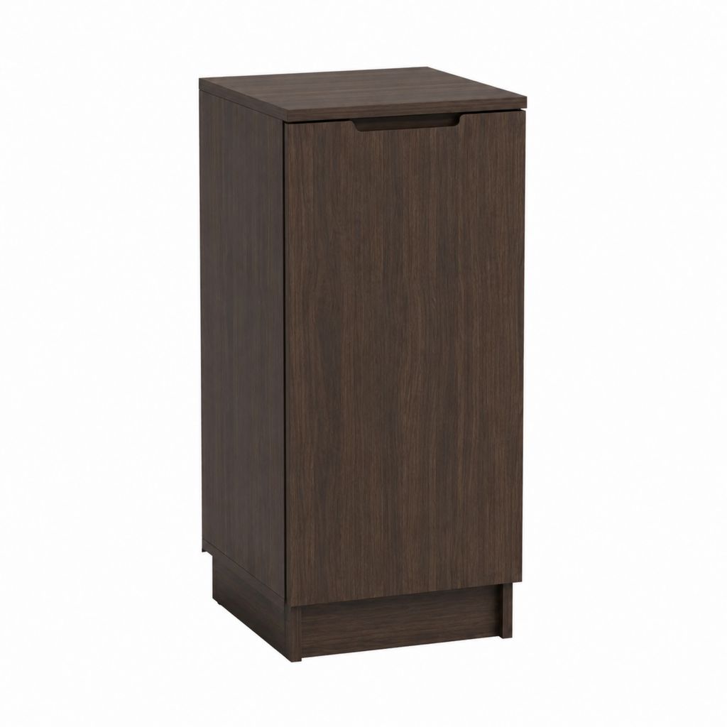 Buffet 1 porte brun foncé en panneaux de particules rectangulaire 40 x 40 x 80 cm